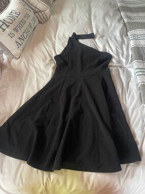 Black One-Shoulder Fit-and-Flare Dress